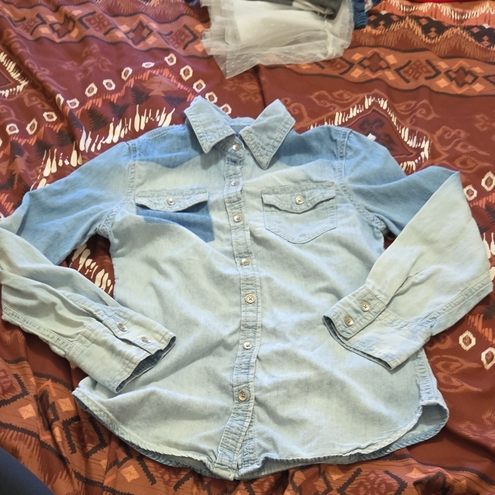 Light Blue Denim Button-Up Shirt